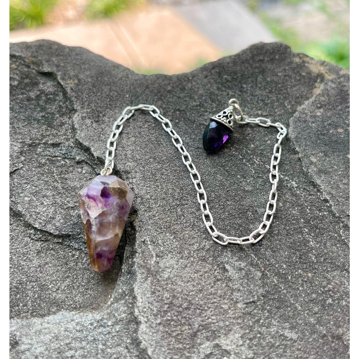 Dreamy Amethyst Pendulum with Sterling Silver Amethyst Handle | Crystal Dowsing Pendulum | Divination Tool | Reiki Pendulum Handmade