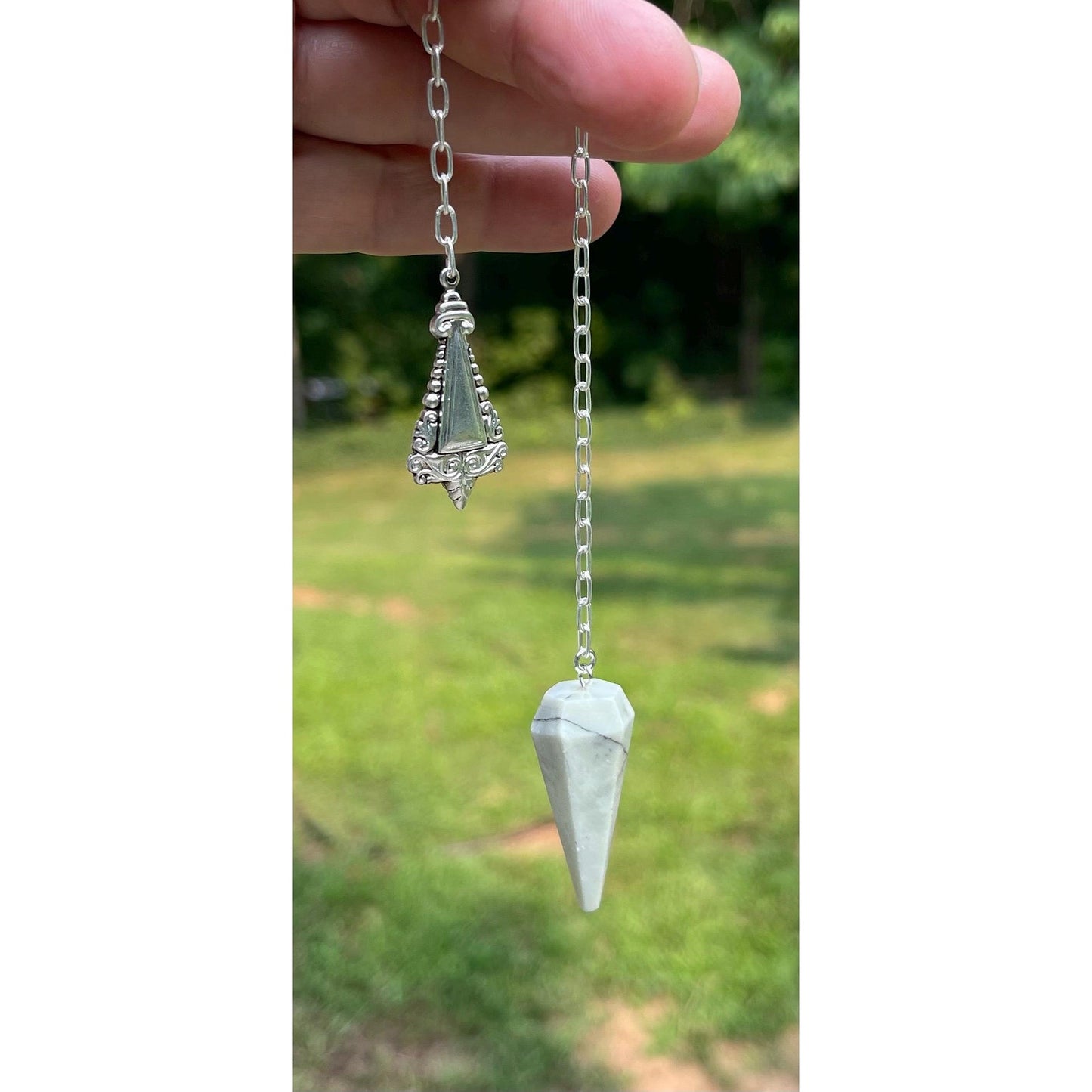 Luxury Serpentine Pendulum with Sterling Silver Handle & Chain | Handcrafted Crystal Divination Tool | Reiki Meditation | One of a Kind